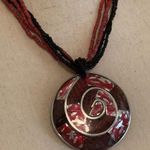 Ava Renee NWT Large Handmade Pendant Red Beaded Costume Jewelry Necklace Photo 0