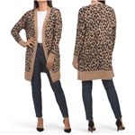 Sincerely Jules  Leopard Cardigan long sleeve duster sweater large black & brown Photo 1