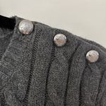 Ralph Lauren Lauren Ralph Lauren Charcoal Gray Cable Knit Sweater Size XL Cotton Logo Button Photo 2