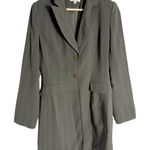 Georgiou Studio Olive Green Tonal Striped Peak Lapel Long Blazer Jacket Size 8 Photo 0