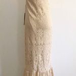 Lace Halter Mermaid Formal Prom Wedding Gown Dress Tan Photo 4