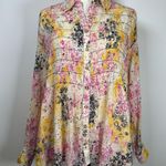 Pilcro | Anthropologie Smocked Buttondown Boho Blouse Women’s Size XXSP Pink Photo 4