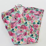 Mahogany Floral Drawcord Pajama Pants Pink Blue XL Wide Leg 100% Cotton India Photo 1
