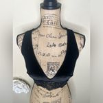 NTM: Auden Black Velour Lace Bralette Size Small Unlined Criss Cross Back Photo 2