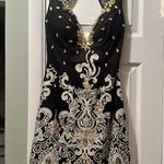 Jovani  Sz 2 gorgeous black and gold beaded dress.  Like new condition Photo 2