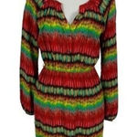 Charlie Jade  Multicolor Silk Mini Dress Long Sleeve Boho Festival V Neck Small Photo 0