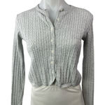 Brandy Melville  Gray Ribbed Knit Long Sleeve Button Up Cardigan Sweater Size S/M Photo 0