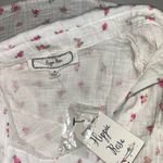 Hippie Rose  Junior’s Tie-Front Gauze Camp Shirt Floral White Button-Up Top Small Photo 9