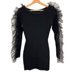 RONNY KOBO Yasmin Tulle trimmed Jacquard Knit Mini Dress In Black Photo 1