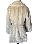 LONDON LEATHERS Fur Suede Coat Womens Light Beige Belted Longline Collared Luxe Photo 1