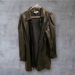 Peter Som  Women's Size 14 Black Faux Leather Belted Overcoat Trench Jacket Photo 1