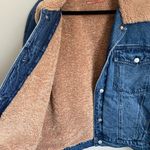 Anthropologie  Oversized Sherpa Lined Denim Jean Jacket XL Retro 90s Grunge Indie Photo 3