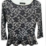 Ivanka Trump  3/4 sleeve floral lace overlay peplum top size xs some pilling Photo 0