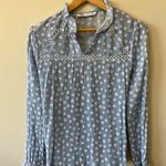 ZARA Long Sleeve Ruffle Cuff Neck Embroidered Boho Peasant Daisy Print top Photo 0