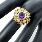 Solid 14K yellow gold gemstone ring, made in India, size ~7 Multiple Photo 2