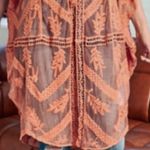 Embroidered Mesh Kimono‎ Orange Photo 6