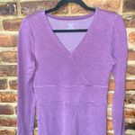 Horny Toad  Purple Micro Stripe Long Sleeve Tomboy Faux Wrap Dress Women's Small Photo 2