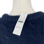 J.Crew Relaxed Cable knit Cardigan Merino Blend Sweater Navy Size L-XL NWT Photo 7