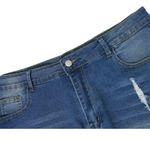 NWT ~ Women's Plus Size Stretch Denim & Lace Blue Jeans Shorts & Frayed Hem ~ 3X Photo 5