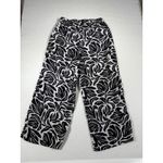 Nicole Miller  100% Linen Wide Leg Pants Black White Floral Print Women's M Photo 1
