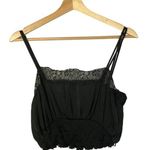 ZARA Black Lace Bust Smocked Waist Crop Tank Top S Photo 0