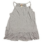 Mossimo Striped Tank Top Ruffle Hem Sleeveless Casual Summer Top Size S White Photo 0