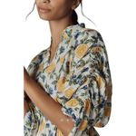 Anthropologie NWT Maeve Lemons Blueberries Ruched Peplum Yellow Blue XXS - S Photo 1