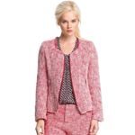 Joie  Collis Tweed Blazer Size Small Zip Front Red White Textured Photo 2