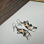 Berebi Spotted Dairy Cow Enamel Dangle Drop Pierced Earrings Silver Tone Photo 5