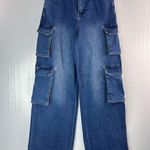 Refuge 3 Baggy Cargo Flare & Wide Leg Dark Wash Denim Jeans Photo 6