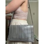 Gorgeous Vintage Eel Leather Muted Gray Blue Rectangle Shoulder Bag Classic Photo 1