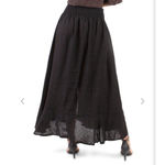 Gigi Moda NWT Smocked Waist Black Maxi Skirt Front Slit Buttons Tie O/S Linen Size undefined Photo 1