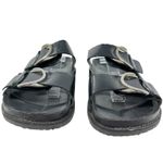 ZARA  Slide Sandals Buckles Double Strap Faux‎ Leather Black Size 41 US 10 Photo 2