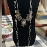 Cookie Lee Two costume necklaces silver tone as shown,  (long one) preowned Photo 0