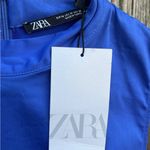 ZARA NWT  Ruched Stretch Poplin Cobalt Blue Dress Size Medium Photo 7