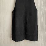 Forever 21  Black Faux Suede Overall Mini Dress Size Medium Photo 4