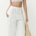 Reformation  | Violet 100% Linen Crop Top‎ & Wide Leg Pant Two Piece Set White Photo 0