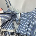 Rise of Dawn Blue Pinstripe Tassel Crop Zip Back Large Blue Photo 9