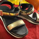 ALDO  size 6.5 Gold and Black Sandals with Chunky Sole Photo 4