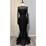 Black Lace Off Shoulder Mermaid Gown Long Sleeve Wedding Whimsigoth Prom Dress M Size M Photo 2