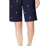 Charter Club  Pant Shop Embroidered Pineapples Navy Shorts Women’s Sz 10‎ Preppy Photo 0
