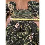 Farm Rio RARE  Green Borogodo Dress Long Tropical Smocking Beaded Tassel Size XS Photo 9