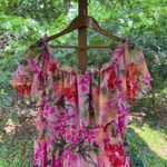 Rabbit Rabbit Rabbit Designs Women's Pink Floral Off The Shoulder Dress Size 16 Photo 2