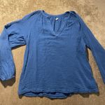 Old Navy  Shirt Womens Medium Tall Royal Blue Gauzy Split Neck Tunic Blouse Top Photo 3