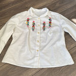 None Vintage white button down with floral embroidery size 46 Photo 0