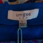 Umgee  L Geo Patterned Peasant Top in Bright Blue Orange Yellow Photo 3