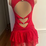 Sisterparty Cutout Bow Decor Lace Hem Backless Mini Tank Dresses- Burgundy Photo 5