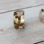 Vintage Stud Earrings Gold Tone Elongated Chunky Hoops Photo 4