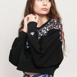 Nike NEW Sweatshirt Cropped Black With Floral Print Fleece Women's Large $65 Photo 0