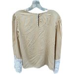 H&M size 10 mustard yellow striped top with bell sleeves wide lace cuffs Photo 3